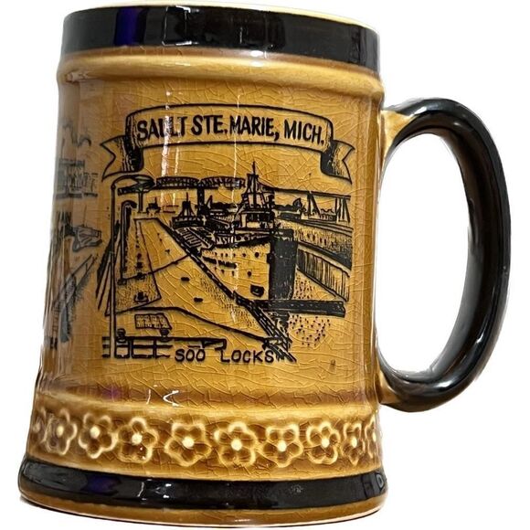 Vintage Hand Painted Japanese Beer Stein Stagecoach Coffee Mug Dickens Days - Picture 3 of 7